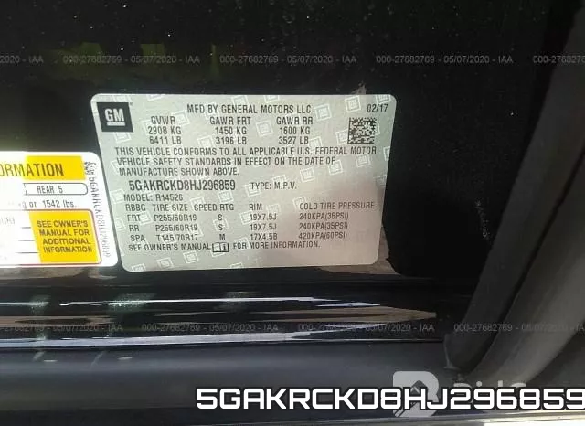 5GAKRCKD8HJ296859 фото 10