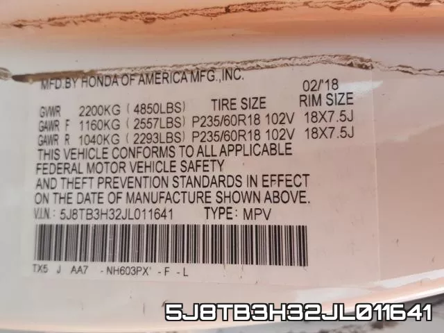 5J8TB3H32JL011641 фото 2