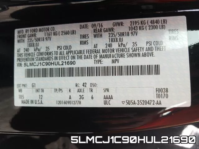 5LMCJ1C90HUL21690 фото 2