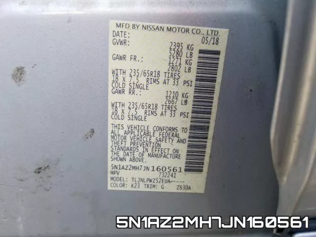 5N1AZ2MH7JN160561 фото 2