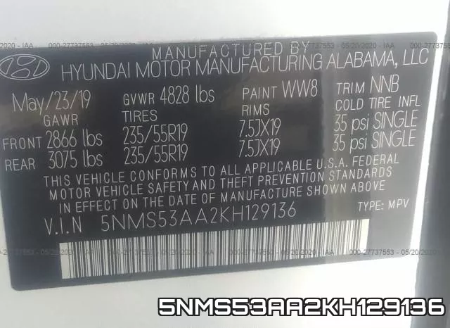 5NMS53AA2KH129136 фото 10
