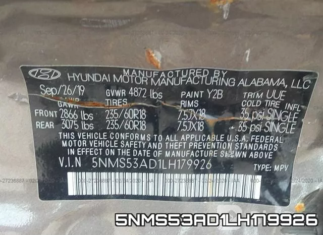 5NMS53AD1LH179926 фото 10