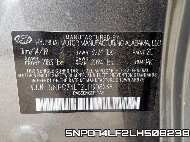 5NPD74LF2LH508238 фото 2