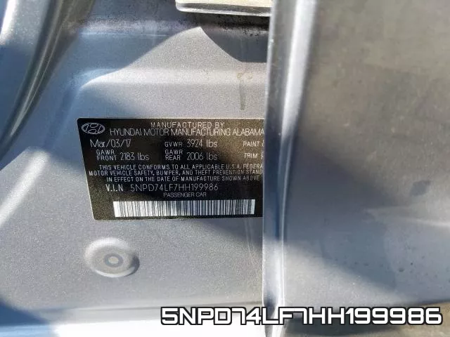 5NPD74LF7HH199986 фото 2