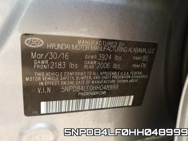 5NPD84LF0HH048999 фото 2