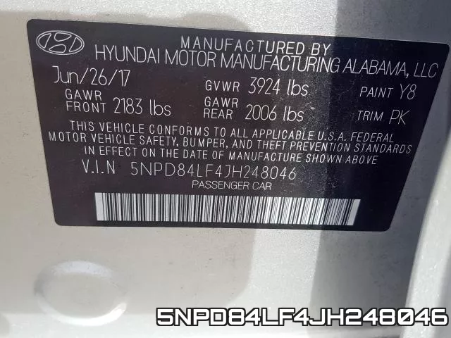 5NPD84LF4JH248046 фото 2