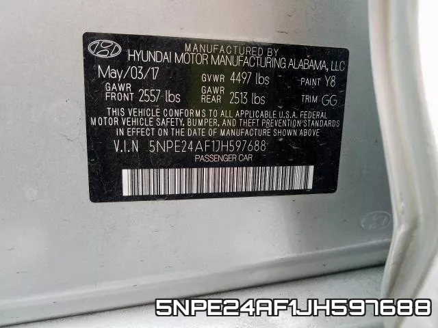 5NPE24AF1JH597688 фото 2