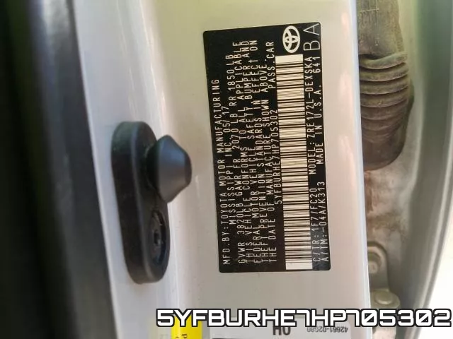 5YFBURHE7HP705302 фото 2