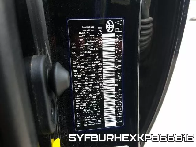 5YFBURHEXKP866816 фото 2
