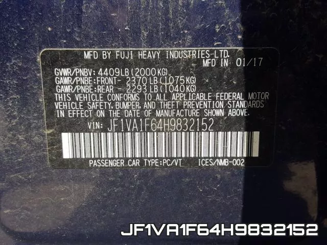 JF1VA1F64H9832152 фото 2