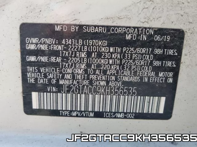 JF2GTACC9KH356535 фото 2