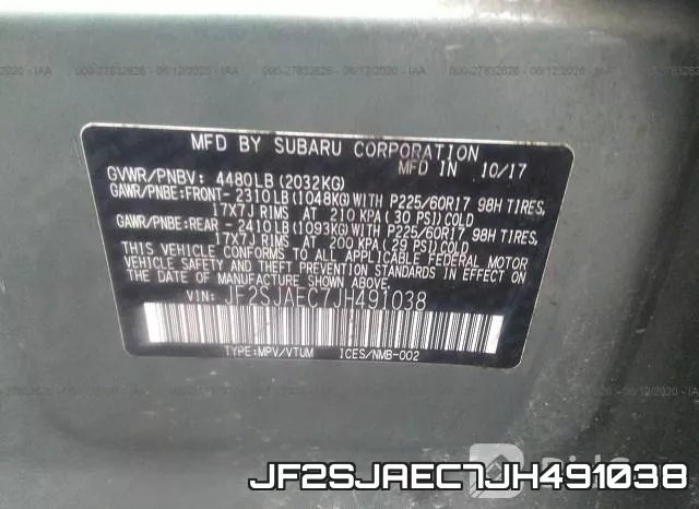 JF2SJAEC7JH491038 фото 10