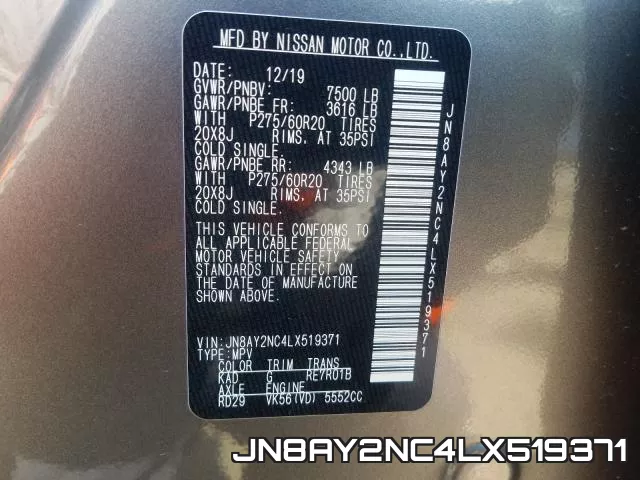 JN8AY2NC4LX519371 фото 2