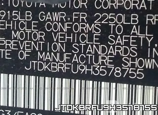JTDKBRFU9H3578755 фото 10