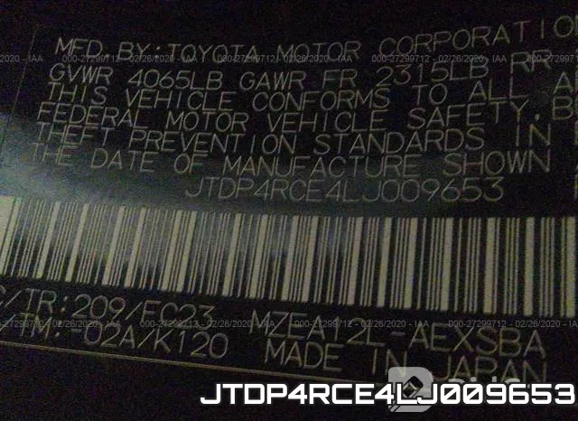 JTDP4RCE4LJ009653 фото 9