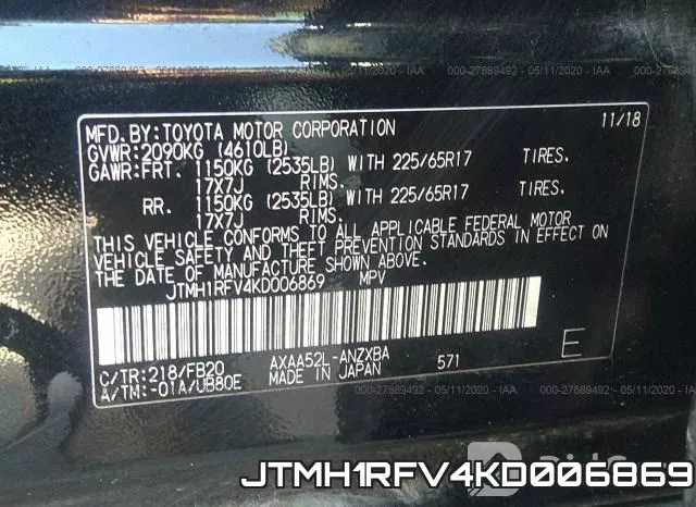 JTMH1RFV4KD006869 фото 10