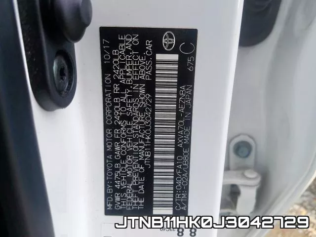 JTNB11HK0J3042729 фото 2