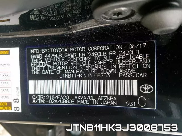 JTNB11HK3J3008753 фото 2
