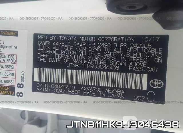 JTNB11HK9J3046438 фото 10