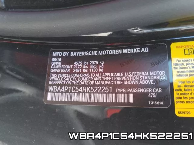 WBA4P1C54HK522251 фото 2