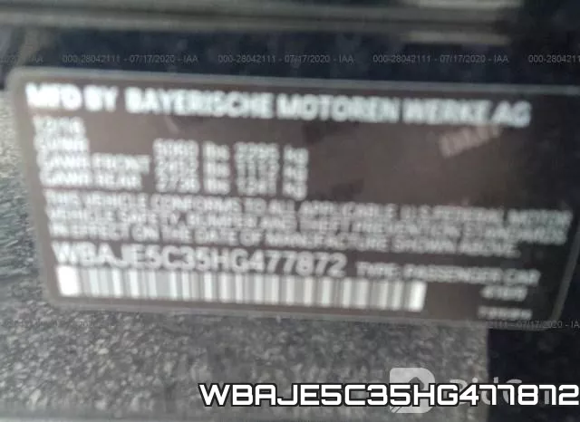 WBAJE5C35HG477872 фото 10