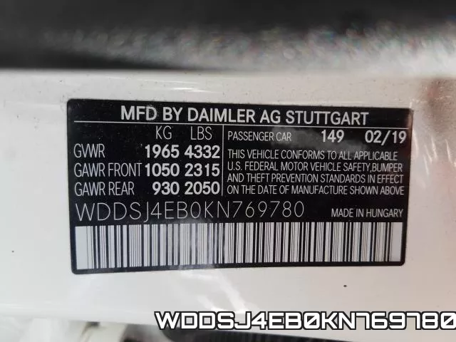 WDDSJ4EB0KN769780 фото 2