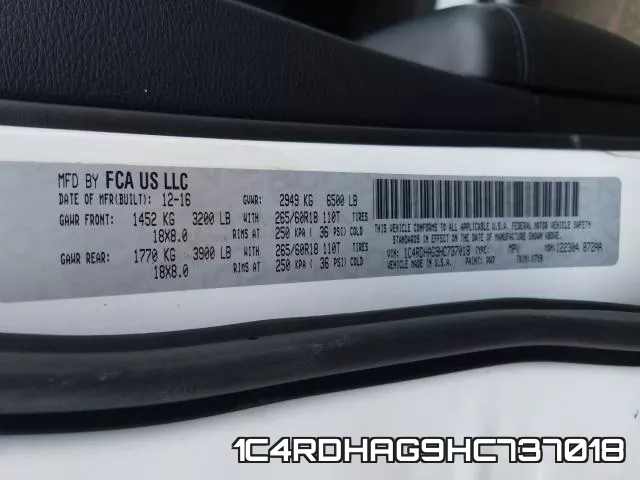 1C4RDHAG9HC737018 фото 2