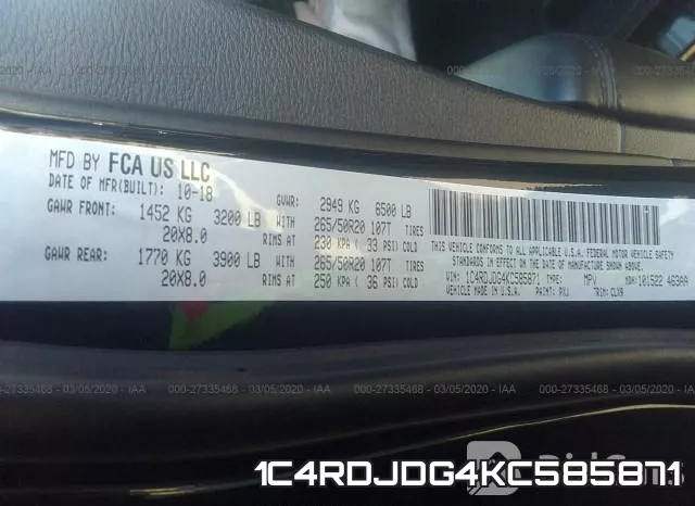 1C4RDJDG4KC585871 фото 10