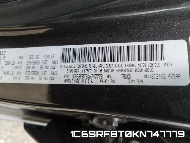 1C6SRFBT0KN747779 фото 2
