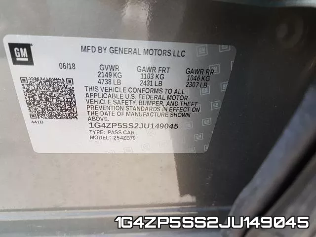 1G4ZP5SS2JU149045 фото 2