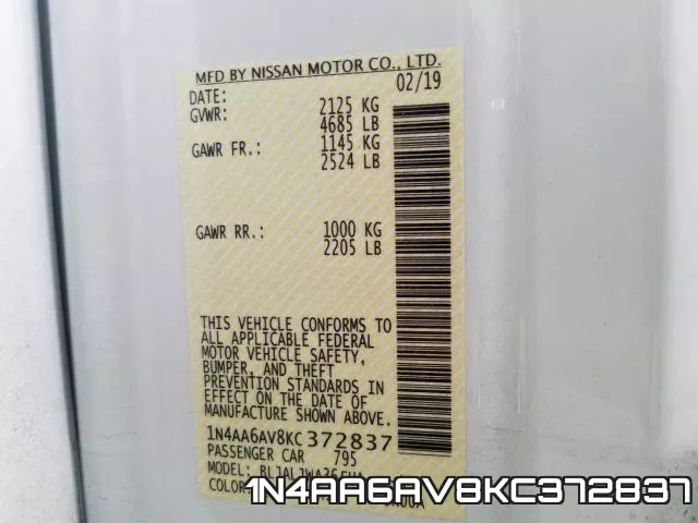 1N4AA6AV8KC372837 фото 2