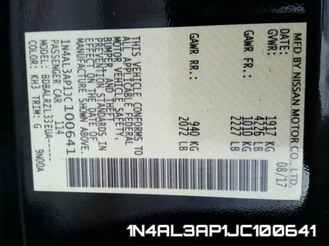 1N4AL3AP1JC100641 фото 2