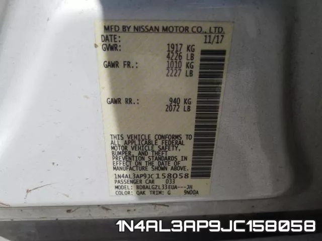 1N4AL3AP9JC158058 фото 2