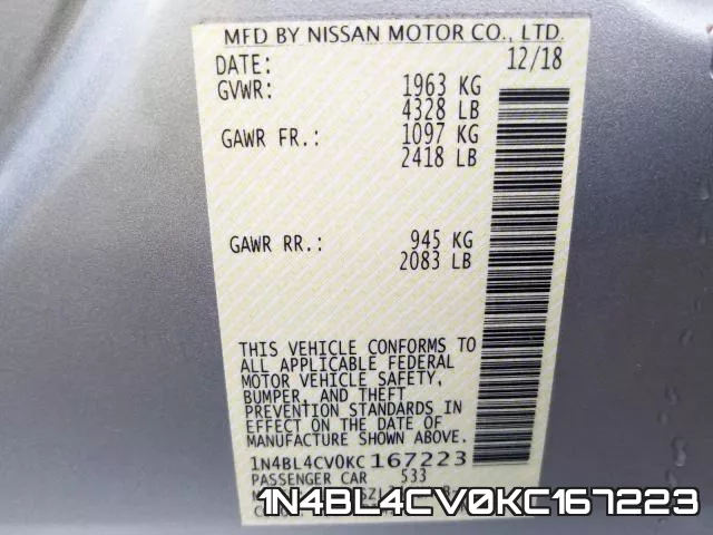 1N4BL4CV0KC167223 фото 2