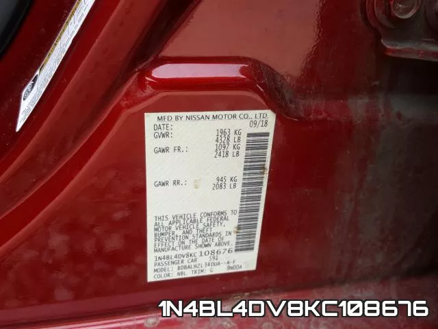 1N4BL4DV8KC108676 фото 2