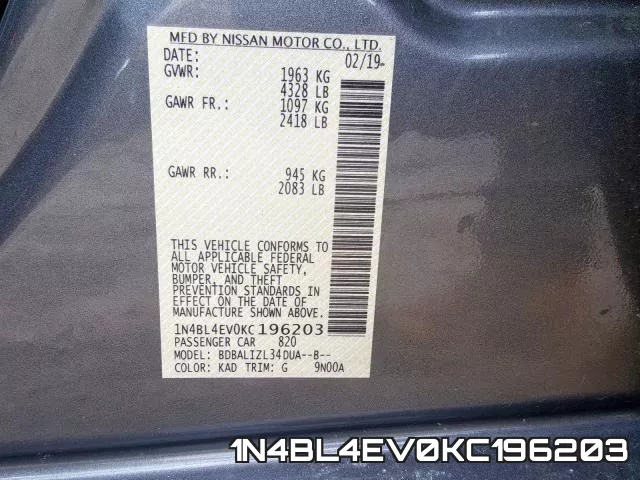 1N4BL4EV0KC196203 фото 2