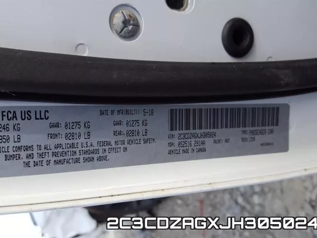 2C3CDZAGXJH305024 фото 2