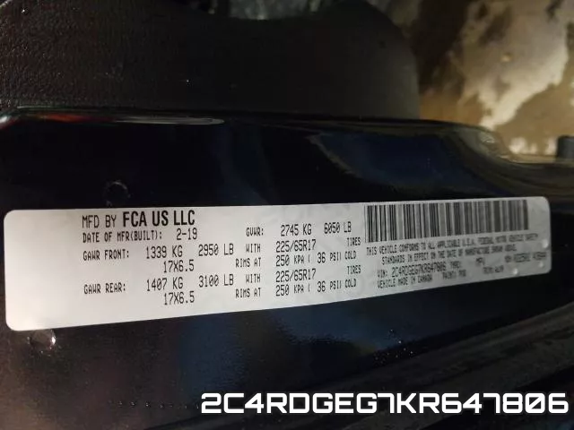 2C4RDGEG7KR647806 фото 2