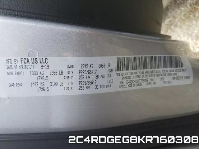 2C4RDGEG8KR760308 фото 2