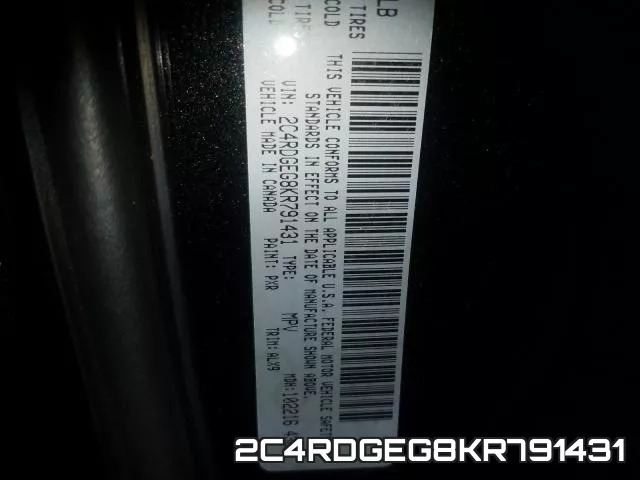 2C4RDGEG8KR791431 фото 2