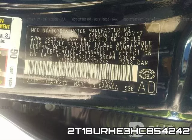 2T1BURHE3HC854242 фото 10