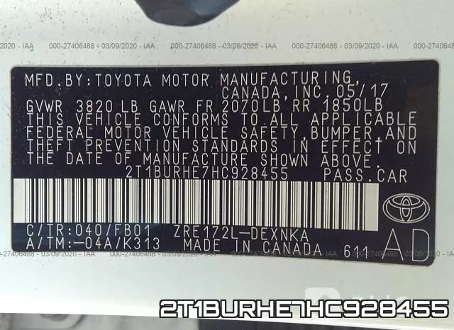 2T1BURHE7HC928455 фото 10