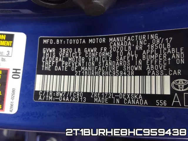 2T1BURHE8HC959438 фото 2