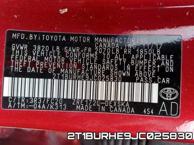 2T1BURHE9JC025830 фото 2