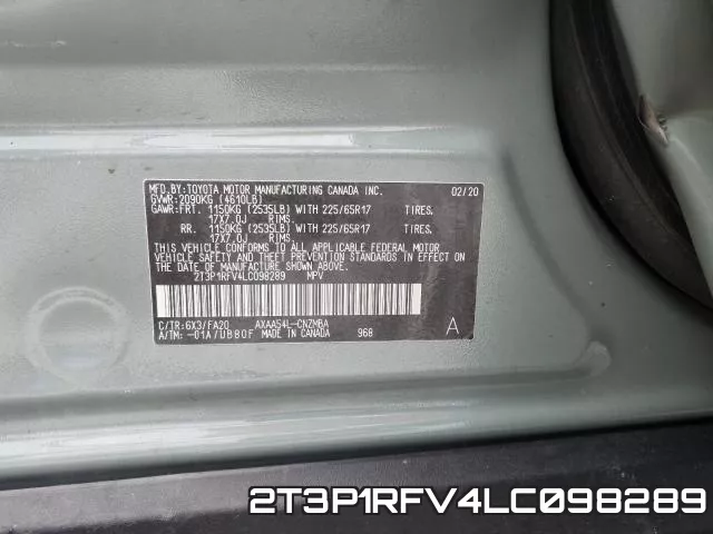 2T3P1RFV4LC098289 фото 2