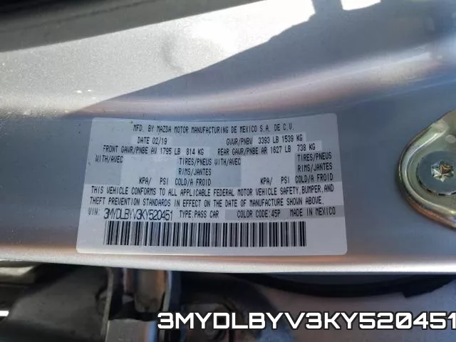 3MYDLBYV3KY520451 фото 2