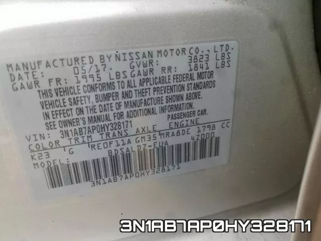 3N1AB7AP0HY328171 фото 2