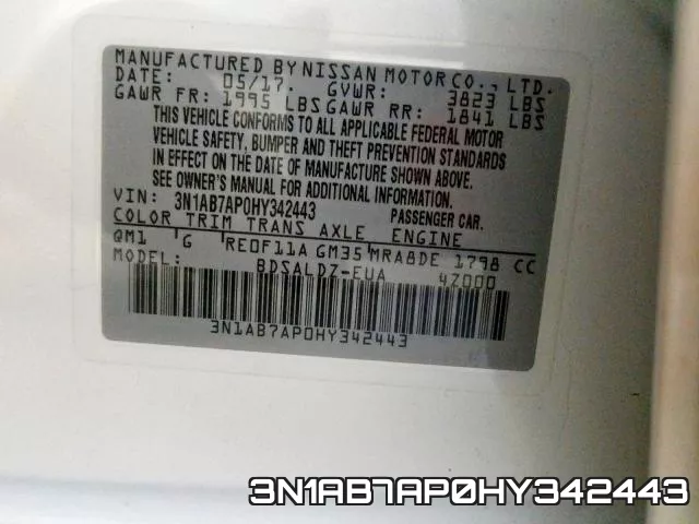 3N1AB7AP0HY342443 фото 2