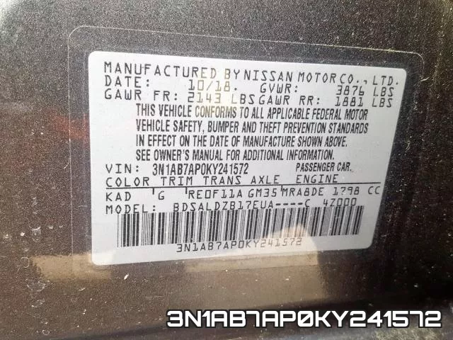 3N1AB7AP0KY241572 фото 2