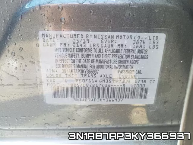 3N1AB7AP3KY366937 фото 2